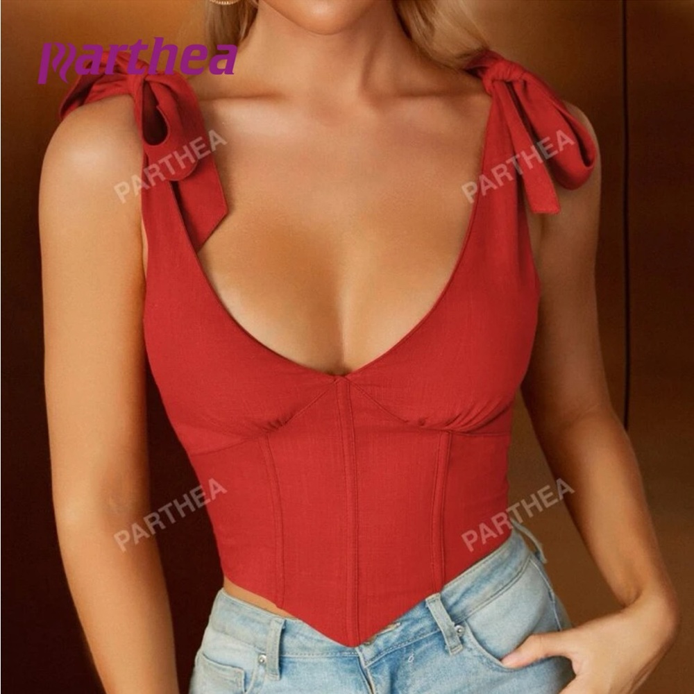 SHEIN Red Sleeveless Bustier Bodysuit